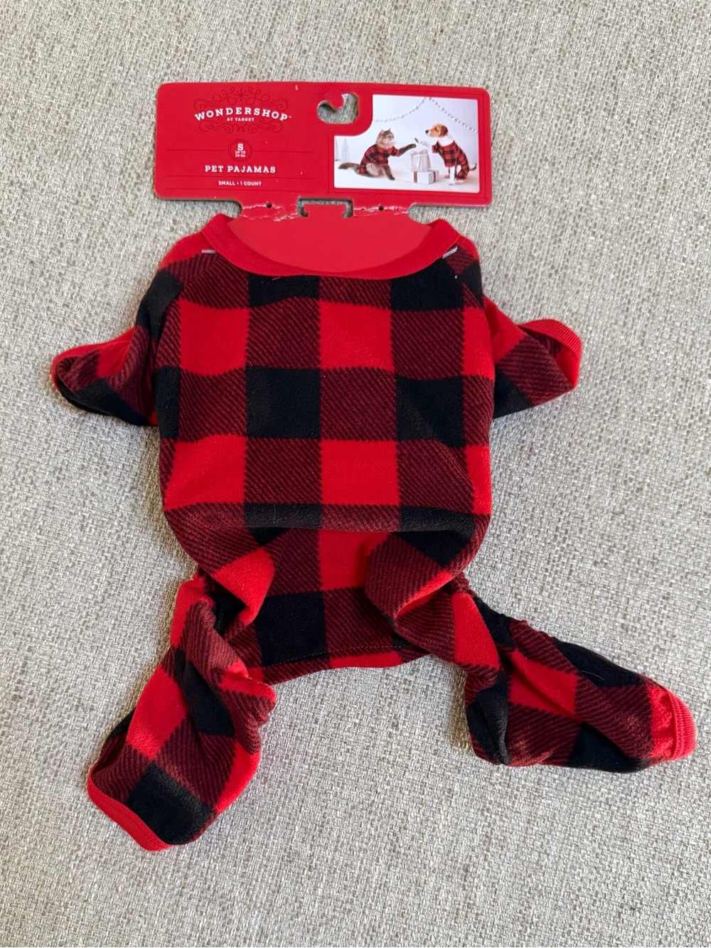 Wondershop Red and Black Small Pet Plaid Sweater